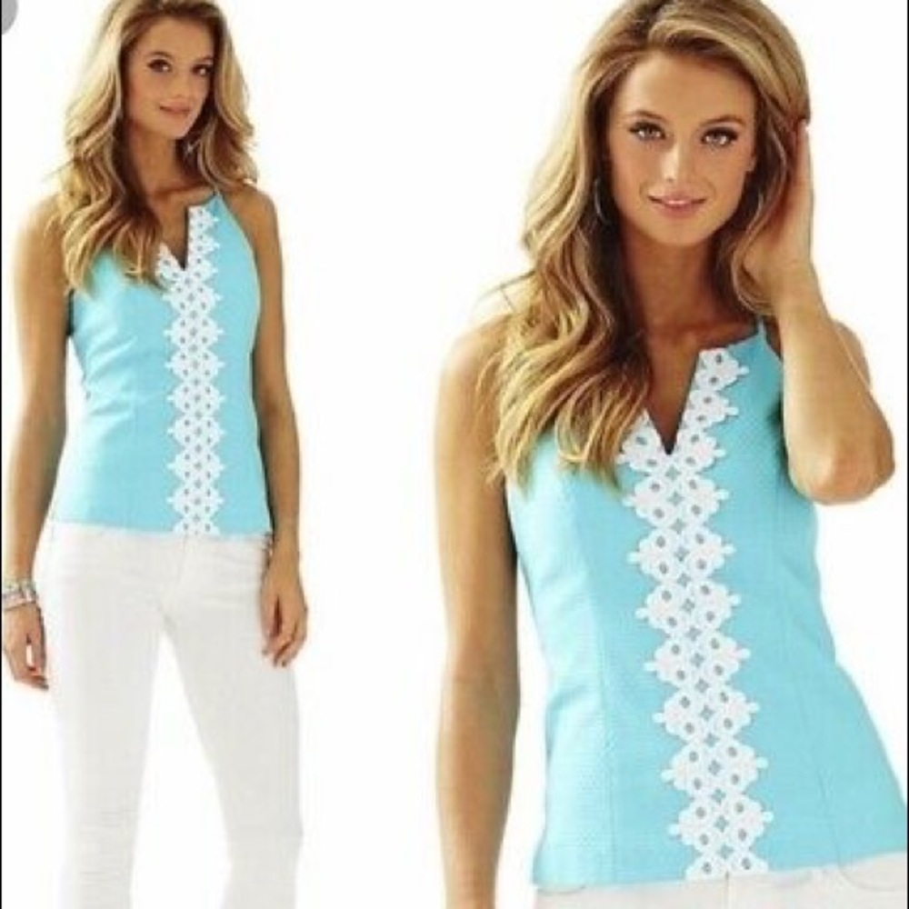 Lilly Pulitzer blue halter top 0
